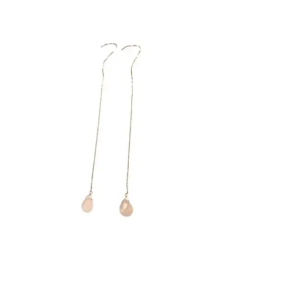 ete Rose Quartz 10K gold earrings*HOT dangle earrings!